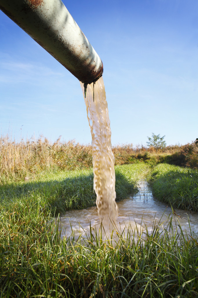 Polluted water flowing into the creek